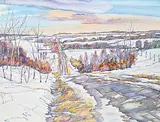 Adeline Rockett, Untitled - Winter Road, watercolour on paper