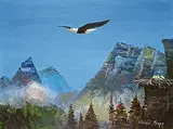 Untitled - Watching Over the Hatchlings by Allen Sapp, acrylic on canvas, sold Dec 2023