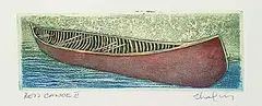Red Canoe II by Greg Shafley, colour etching on paper, sold Dec 2023