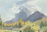 Late Evening, Mt. Temple by Margaret Shelton, 1947, watercolour on paper, sold Dec 2023