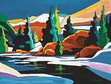 Kathryn Sherman, Gloriously Remote II, acrylic on wood board