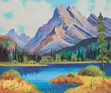 Moss Strom, Untitled - Mountain Peaks, oil on canvas board