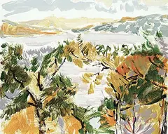 David T. Alexander, Peeking out of, 1985, mixed media on paper