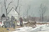 George Lorne Holland Bouchard, The Wood Chopper, St. Placide, Que., 1964, oil on wood board