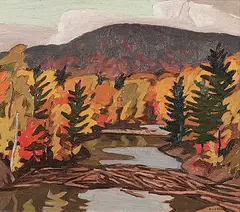 A. J. Casson, Redstone River, 1937, oil on paper board
