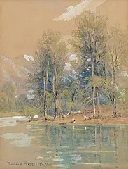 Thomas Fripp, Clearing on the Pitt River, 1927, watercolour on paper