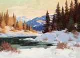 Roland Gissing, Winter Sunset, oil on canvas