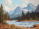 Roland Gissing, Spillimacheen River, oil on canvas