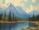 Roland Gissing, Kicking Horse River, oil on canvas