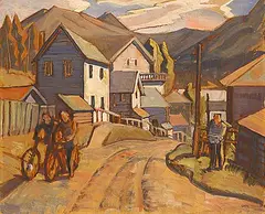 Henry George Glyde, Road Below Rundle, oil on wood panel