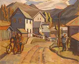 Henry George Glyde, Road Below Rundle, oil on wood panel