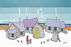 Ted Harrison, Winter Departs, 1984, acrylic on canvas