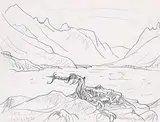 A. Y. Jackson, Waterton Lake, 1943, graphite on paper