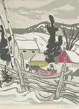 A. Y. Jackson, Sleighing Through the Village, colour silkscreen on paper