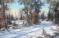 Georgia Jarvis, Winter Road, oil on wood board