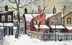 John Kasyn, Backyards on McCaul St., watercolour on paper