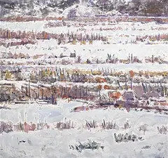 Michael Matthews, Columbia River Valley, Winter, 1982, acrylic on canvas