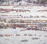 Michael Matthews, Columbia River Valley, Winter, 1982, acrylic on canvas