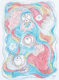 Daphne Odjig, Colourful Memories #2 [Three Voices], 2014, coloured pencil on paper