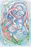 Daphne Odjig, Perhaps in Another Time or Another Age, coloured pencil on paper