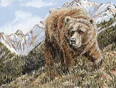 Page Ough, Giant of the Rockies [Mt. Stuart], acrylic on wood board
