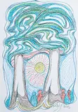 Daphne Odjig, Colourful Memories #6 [Tree People], 2015, coloured pencil on paper