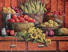 Page Ough, Bringing in the Harvest - Grey Jays, 2005, acrylic on canvas