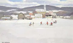 Thomas Keith Roberts, Afternoon Hockey - St. Philippe, 1986, oil on wood board