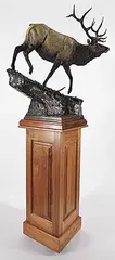 Sam Anton Terakedis, Twilight Descent #10/20, 2001, bronze sculpture with wood plinth