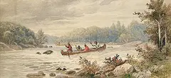 Algonquins Shooting the Rapids, Muskoka by Frederick Arthur Verner, 1880, watercolour on paper, sold Nov 2023