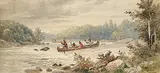 Frederick Arthur Verner, Algonquins Shooting the Rapids, Muskoka, 1880, watercolour on paper