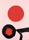 Luis Feito, Untitled - Red Sun on Pink #30/75, colour silkscreen on paper