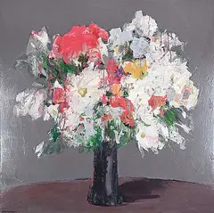 Chris S. Flodberg, Flower Painting, Dark Grey and Red, 2020, acrylic on canvas