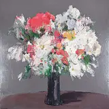 Chris S. Flodberg, Flower Painting, Dark Grey and Red