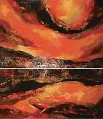 Lisa Kozokowsky, Labour of Love [Diptych], acrylic and mixed media on canvas