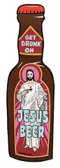 . ManWoman, Jesus Beer Cut-Out #1, 1997, acrylic on wood panel