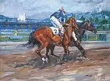 Daniel James Mace Izzard, No. 2 in the Race, oil on wood board