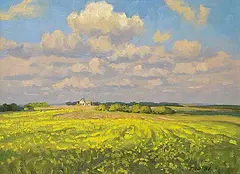 Ernest Luthi, Summer in the Prairie, N.E. of Simpson, oil on canvas board