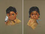 Dorothy Oxborough, Boy and Girl in Buckskin, 1957, pastel on paper