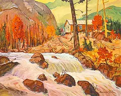 Jacques Poirier, Le Refuge du Haut des Rapides, oil on canvas