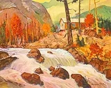 Jacques Poirier, Le Refuge du Haut des Rapides, oil on canvas