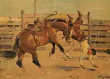 Theodoor Marie Schintz, Bucking Horse, oil on canvas