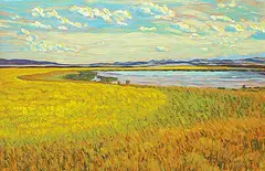 Herbert Otto Sellin, Rape Field, Longview, Alta., 1978, acrylic on wood board