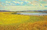 Herbert Otto Sellin, Rape Field, Longview, Alta., 1978, acrylic on wood board