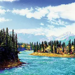 Glen Semple, Bow River, 1994, acrylic on wood panel