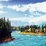 Glen Semple, Bow River, 1994, acrylic on wood panel