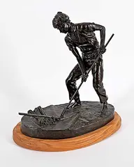 John Weaver, Untitled - Cutting Wheat [Pioneer Series] #3/40, bronze sculpture