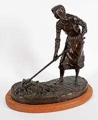 John Weaver, Untitled - Raking [Pioneer Series] #3/40, bronze sculpture