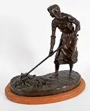 John Weaver, Untitled - Raking [Pioneer Series] #3/40, bronze sculpture