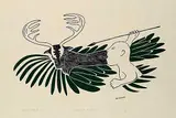 Peter Aliknak, Surprise in the Water #41/50, 1972, colour stonecut on paper